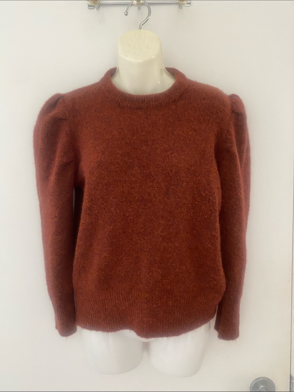 Made in Italy Noos Puff Sleeve Knit Sweater Alpaca/WoolRust Brown Size Medium